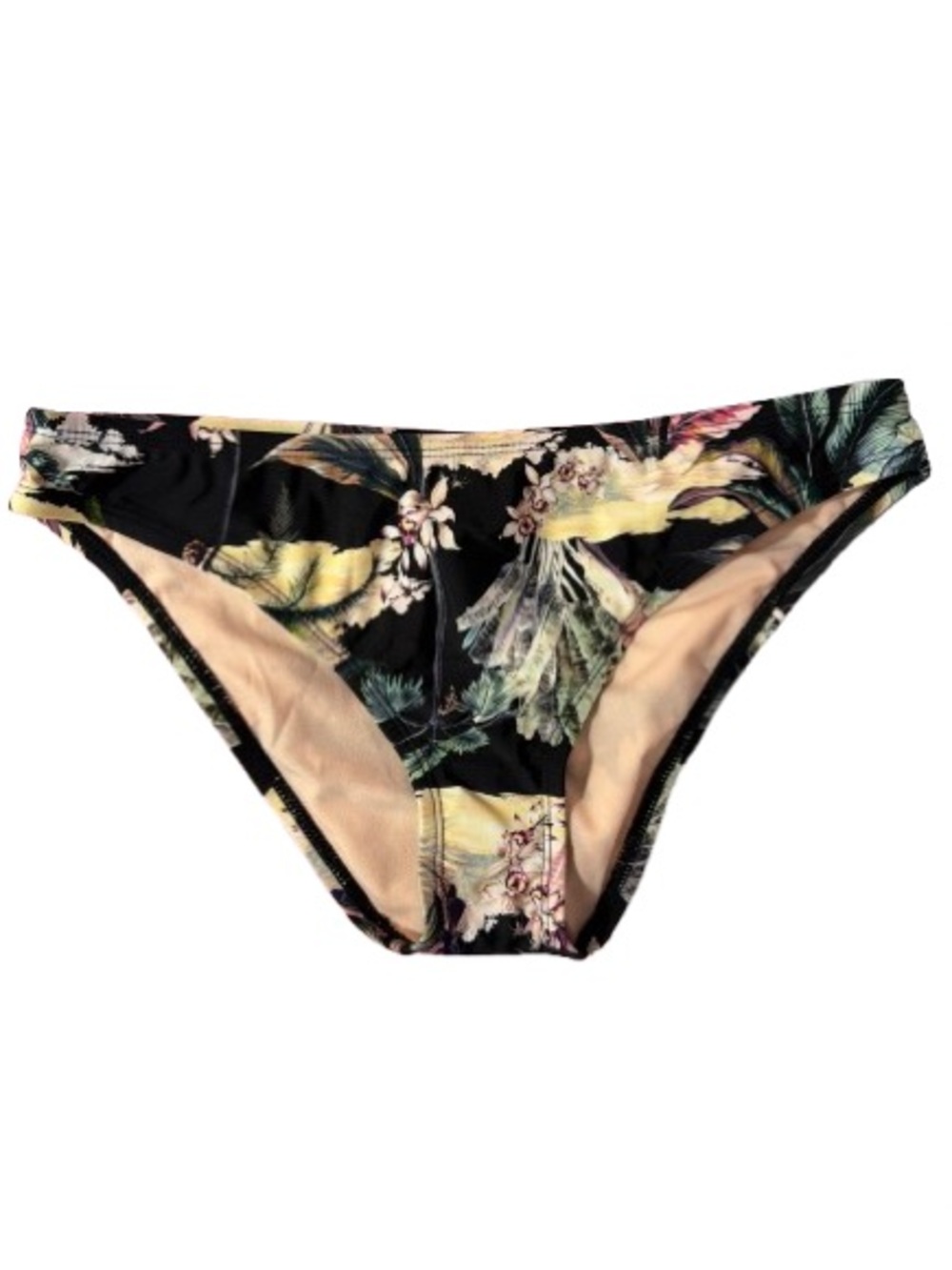 Kona Sol Women’s Black Tropical Floral Bikini Bottoms Size Medium